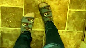 Jeans soaked from endless squirting bursts in socks