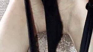 gretala rubs thong on her sexy black feet??