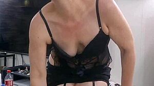 Sexy Milf In Lingerie Stockings Teases Small Tits And Ass