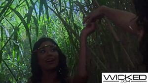 Nymphs lick pussies then take hard cocks bent over