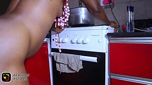 I pounded my hot roommate's tight pussy in kitchen till creampie overflowed everywhere