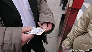 old guy pounds lenka's shaved teen pussy doggystyle to cumshot