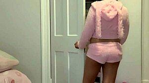 Tiny Bimbo Babysitter Spots Janitor STROKING Big Black Cock!