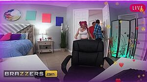 Pink Haired Lily Lou Tag-Teamed by Uncles' Friends for Face Cumshot