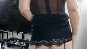 Sexy Milf In Lingerie Stockings Teases Small Tits And Ass