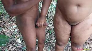 thick ebony ass bitch pounds boyfriend deep in bush outdoor hairy tits bouncing wild