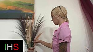 Beautiful blonde with blue eyes fucked doggystyle by monster cock