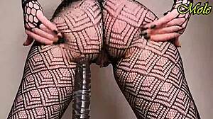 i love watching this pawg ride big dildo in sexy black tights closeup