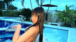 hey neighbor, wanna watch me deepthroat and gag on this cock by the pool...?
