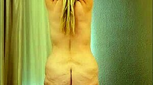 Sexy granny vee bends for naked yoga showing saggy big natural tits