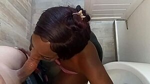 Public bathroom hides my ebony goddess's huge ass pounding