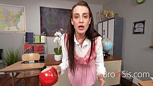 teacher student stepsibs fuck naughty classroom threesome pov