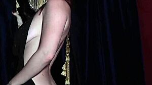 sultry redhead milf odette fox strips fancy dress off big natural tits