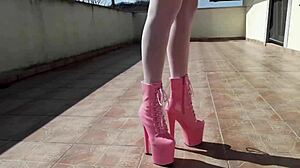 sexy petite milf teases big ass in heels and sheer pantyhose