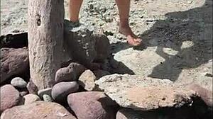 young lola spice pisses wild on public beach and shower