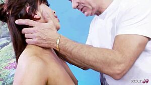 Slim Nylon Bitch Picked Up For Old Fat Cock Casting Fuck