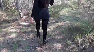 sexy petite milf teases big ass in heels and sheer pantyhose