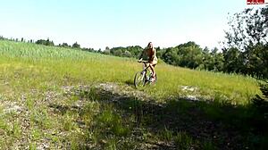 Deep anal creampie floods German daisy's ass outdoors