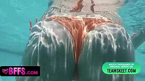 petite teen besties' wild summer pool fuck party