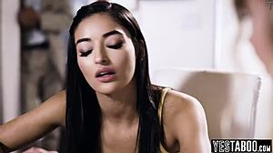 Stepdaughter joins classmate for rough threesome licking!