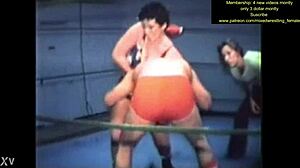 Fighters grapple fiercely in nude mixed wrestling showdown