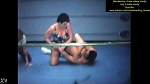 Fighters grapple fiercely in nude mixed wrestling showdown