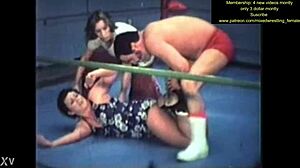 Fighters grapple fiercely in nude mixed wrestling showdown