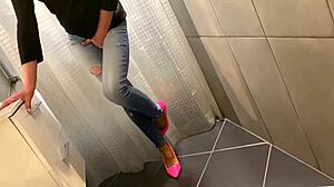 DESPERATE PEE IN JEANS! then ass pee and sloppy blowjob