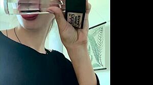 Larajuicy masturbates juicy pussy lips with banana closeup