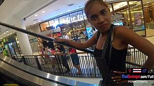 Amateur Thai teen slurps boyfriend's massive cock post-bowling POV