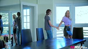 College-bound stepmom gets creampie reality fuck from horny stepsons