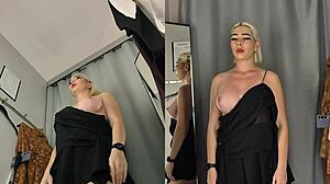 curvy babe teases in hot outfits changing room