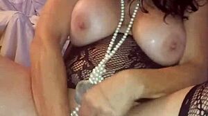 Horny MILF Velvet Rain masturbates squirts fucked huge kinky toys