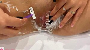 Want beautiful blonde to shave pussy close up POV?