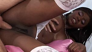 Black stud strips blonde pornstar for immediate ass-to-mouth pounding
