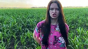 stepsis nervous in cornfield comforts with stepbro's big cock 😳🌽🍆💦
