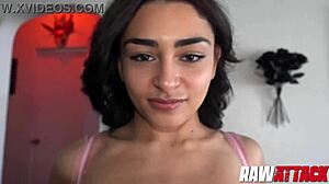 hot vanessa moon shoves man down for wet pussy quickie fuck