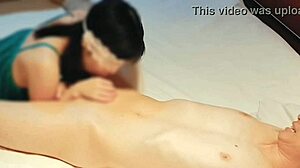 Slim cute Japanese wife in green lingerie milks cum with blowjob homemade