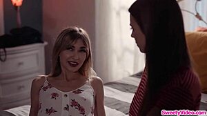 Roommate Dyke Devours Brunette Babe's Ass in Dorm