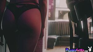 blonde teen amelia strips naked on bar for hot pose