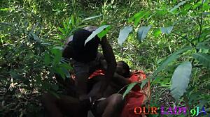 lucky african hunter bends over horny hairy ebony village girl doggystyle missionary creampie outdoors ranch