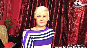 short-haired german blonde does first sex casting pov interview