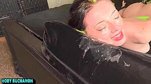 submissive slut kitty's tight pussy slammed facial piss drink!