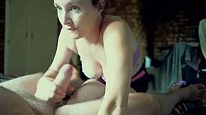 Neighbor Couple's Cute Brunette Gives Bed Blowjob With Huge Slow Motion Facial Cumshot