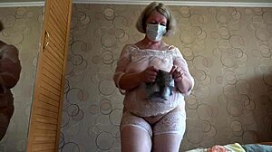 check out this mature bbw trying white panties while shaking huge ass??