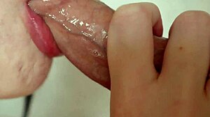 curvy babe slurps cock foreskin up close sloppy style