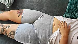 check out this dude touching worshiping fat tight latina pussy through leggings