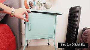 sara jay spits on clit then fingers her wet milf pussy wildly