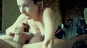 Neighbor Couple's Cute Brunette Gives Bed Blowjob With Huge Slow Motion Facial Cumshot