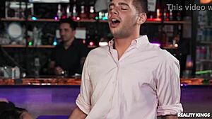 in the dimly lit bar she finds reality kings' special gloryhole full of eager cocks waiting